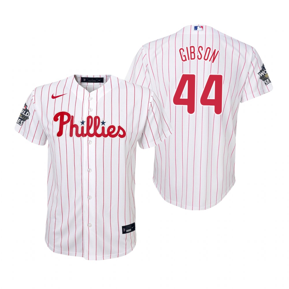 Youth Philadelphia Phillies Kyle Gibson White 2022 World Series Replica Jersey