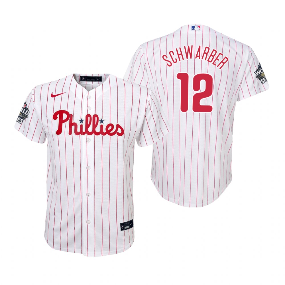 Youth Philadelphia Phillies Kyle Schwarber White 2022 World Series Replica Jersey