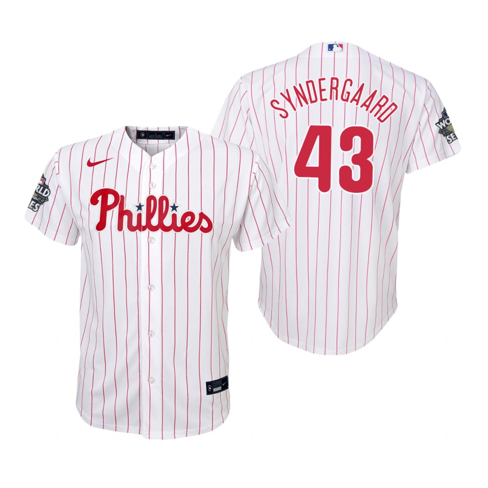 Youth Philadelphia Phillies Noah Syndergaard White 2022 World Series Replica Jersey