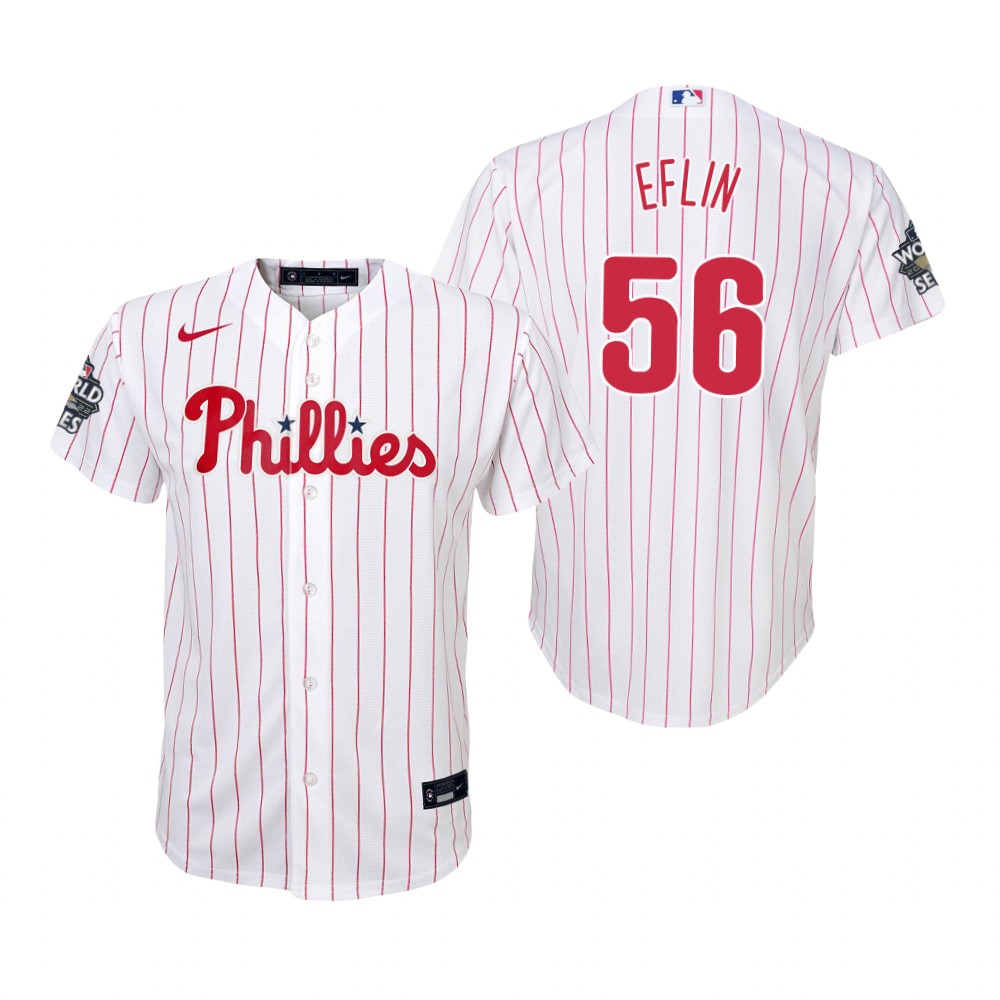Youth Philadelphia Phillies Zach Eflin White 2022 World Series Replica Jersey