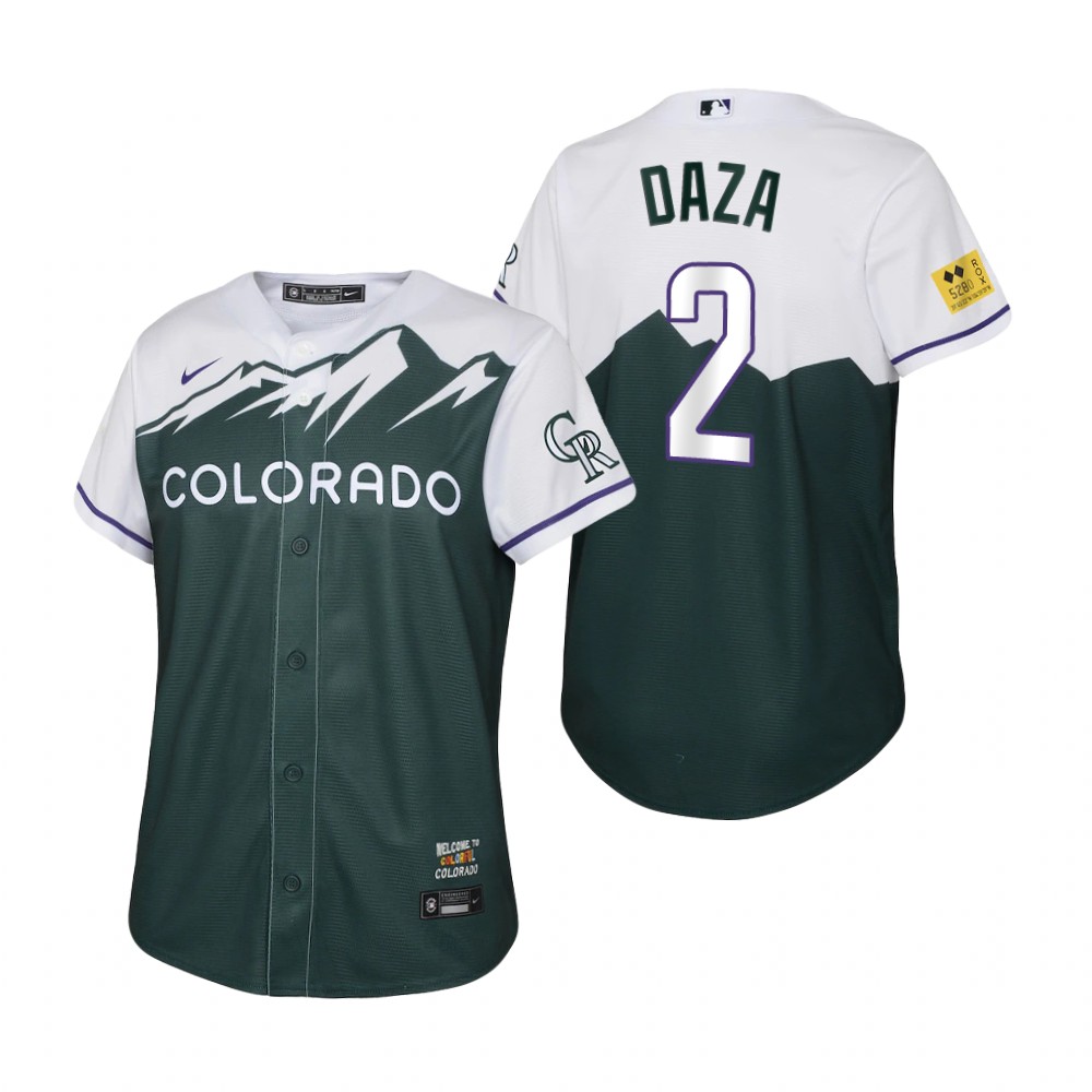Youth Colorado Rockies Yonathan Daza Nike Green 2022 City Connect Replica Jersey Youth Colorado Rockies Yonathan Daza Nike Green 2022 City Connect Replica Jersey