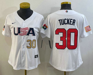 Women's USA Baseball #30 Kyle Tucker 2023 WBC Jersey -  White