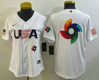 Women's USA Baseball Big Logo 2023 World Baseball Classic Jersey -  White
