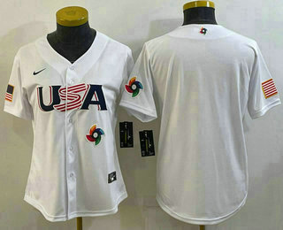 Women's USA Baseball Blank 2023 World Baseball Classic Jersey -  White