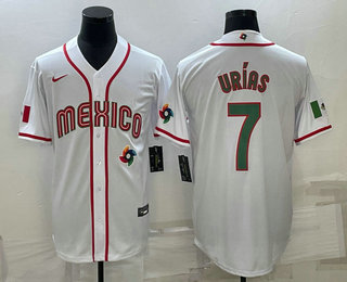 Men's Mexico Baseball #7 Julio Urias 2023 World Baseball Classic Jersey -  White Blue