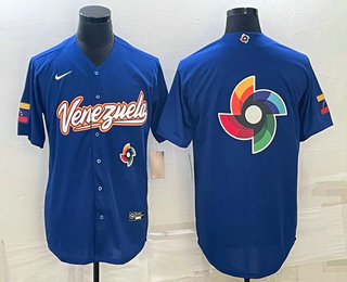 Men's Venezuela Baseball 2023 Royal World Big Logo With Patch Classic Jersey Men's Venezuela Baseball 2023 Royal World Big Logo With Patch Classic Jersey