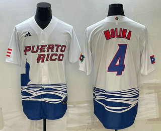 Men's Puerto Rico Baseball #4 Carlos Correa 2023 World Baseball Classic Jersey -  White