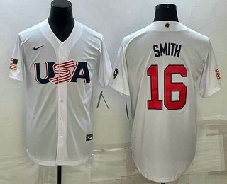 Men's USA Baseball #16 Will Smith 2023 World Baseball Classic Jersey -  White