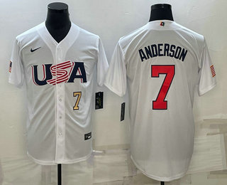 Men's USA Baseball #7 Tim Anderson 2023 World Baseball Classic Jersey -  White
