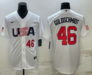 Men's USA Baseball #46 Paul Goldschmidt 2023 World Baseball Classic Jersey -  White