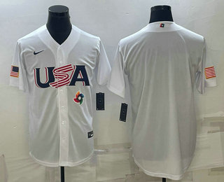 Men's USA Baseball 2023 White World Baseball Blank Classic Replica Jersey Men's USA Baseball 2023 White World Baseball Blank Classic Replica Jersey