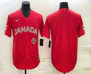 Men's Canada Baseball Blank 2023 Red World With Patch Classic Jersey Men's Canada Baseball Blank 2023 Red World With Patch Classic Jersey