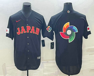 Men's Japan Baseball 2023 Black World Big Logo With Patch Classic Jersey Men's Japan Baseball 2023 Black World Big Logo With Patch Classic Jersey