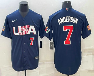 Men's USA Baseball #7 Tim Anderson 2023 World Baseball Classic Jersey -  Navy