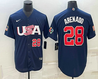 Men's USA Baseball #28 Nolan Arenado 2023 World Baseball Classic Jersey - Navy Men's USA Baseball #28 Nolan Arenado 2023 World Baseball Classic Jersey - Navy