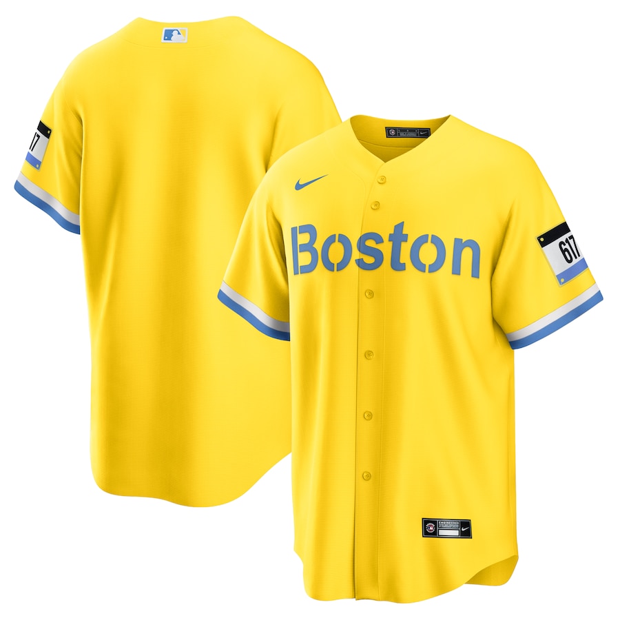 Boston Red Sox Nike Gold/Light Blue City Connect Replica Jersey - Mans Boston Red Sox Nike Gold/Light Blue City Connect Replica Jersey - Mans