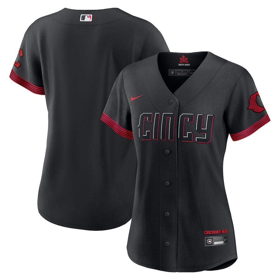 Cincinnati Reds Nike Black 2023 City Connect Replica Jersey - Womans Cincinnati Reds Nike Black 2023 City Connect Replica Jersey - Womans