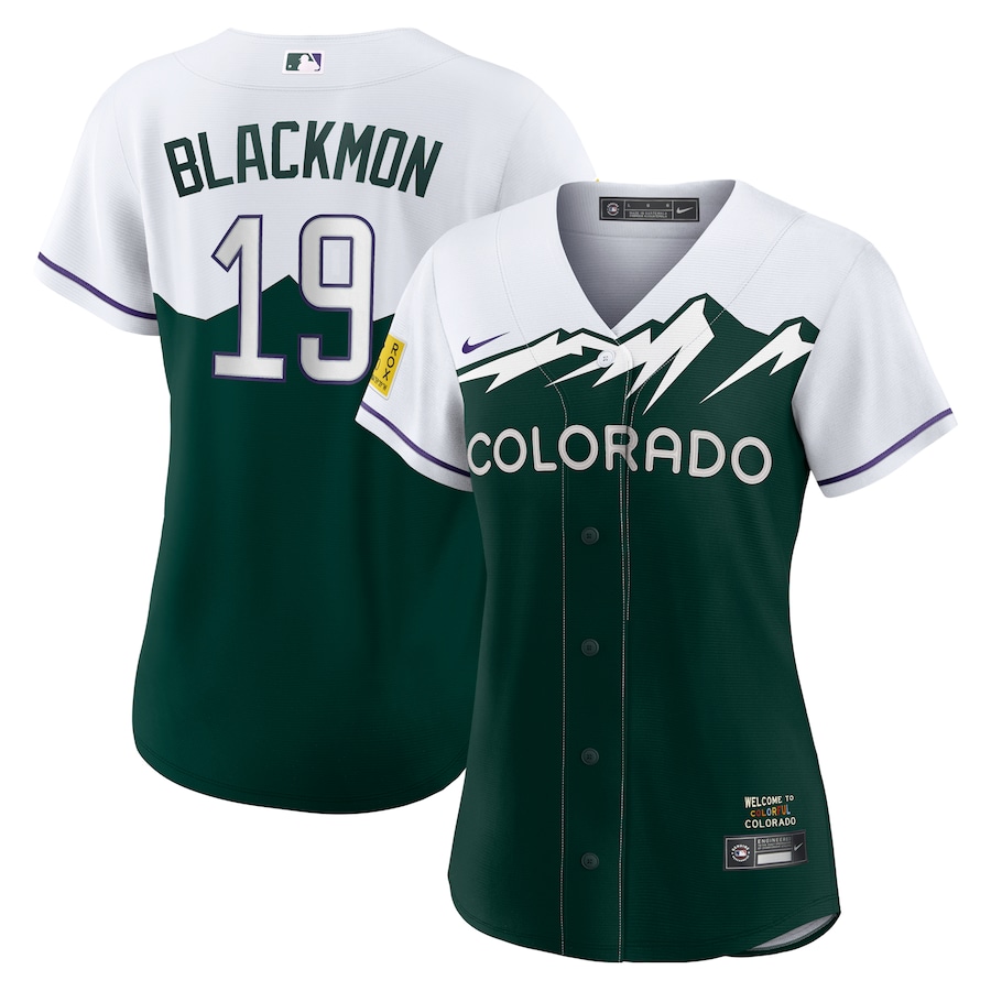 Colorado Rockies Charlie Blackmon Nike White/Forest Green City Connect Replica Player Jersey - Womans Colorado Rockies Charlie Blackmon Nike White/Forest Green City Connect Replica Player Jersey - Womans