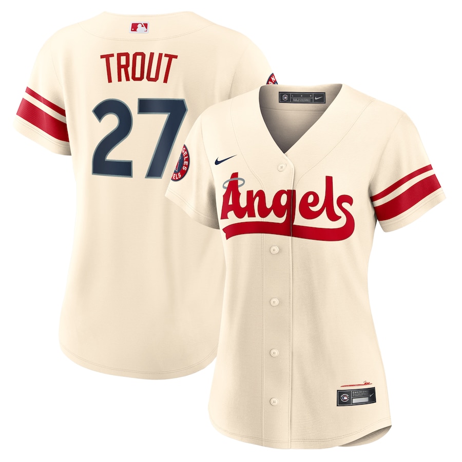 Los Angeles Angels Mike Trout Nike Cream 2022 City Connect Replica Player Jersey - Womans