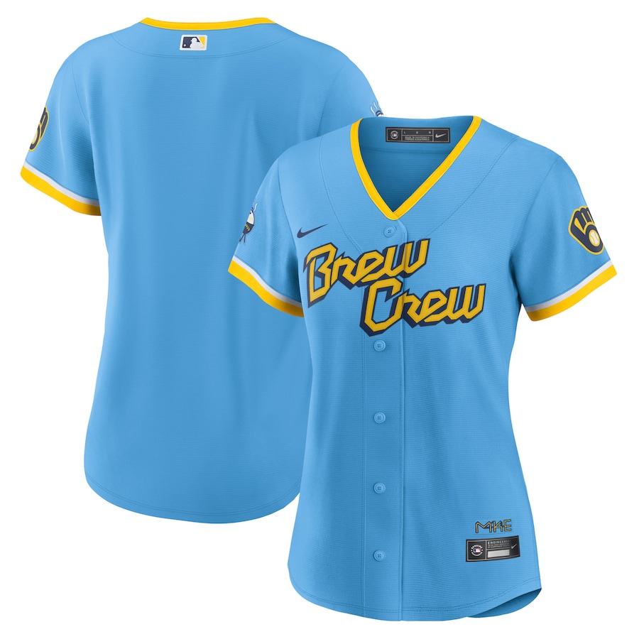 Milwaukee Brewers Nike Powder Blue 2022 City Connect Replica Team Jersey - Womans Milwaukee Brewers Nike Powder Blue 2022 City Connect Replica Team Jersey - Womans