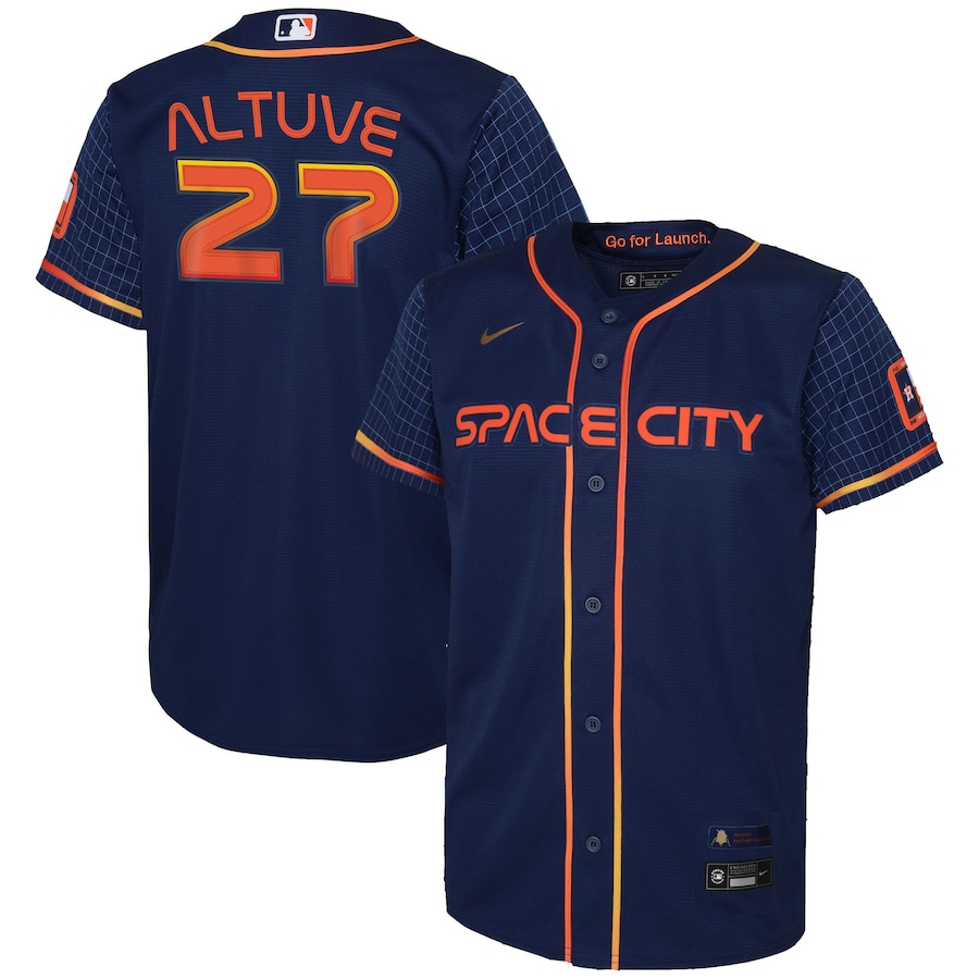 Houston Astros Jose Altuve Nike Navy 2022 City Connect Replica Player Jersey - Youth Boys Houston Astros Jose Altuve Nike Navy 2022 City Connect Replica Player Jersey - Youth Boys