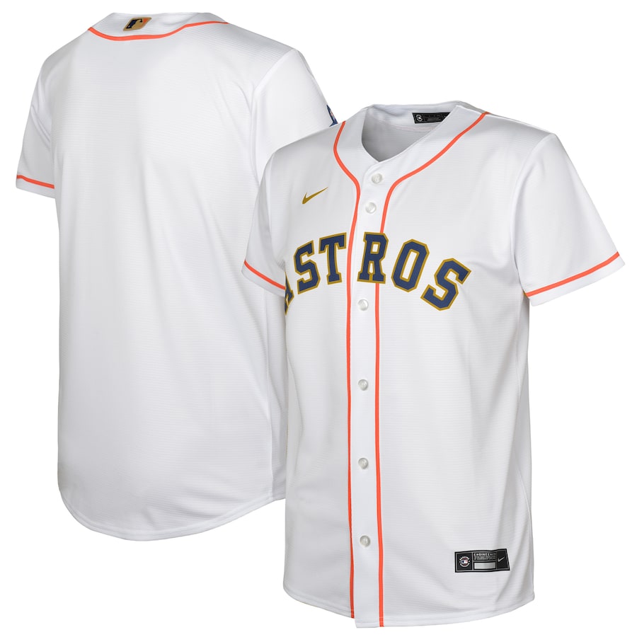 Houston Astros Nike White/Gold 2023 Gold Collection Replica Jersey - Youth Boys Houston Astros Nike White/Gold 2023 Gold Collection Replica Jersey - Youth Boys