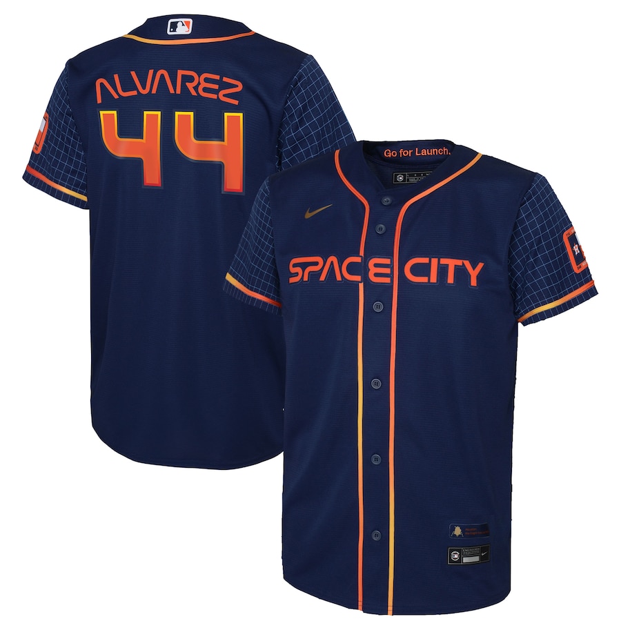 Houston Astros Yordan Alvarez Nike Navy 2022 City Connect Replica Player Jersey - Youth Boys Houston Astros Yordan Alvarez Nike Navy 2022 City Connect Replica Player Jersey - Youth Boys