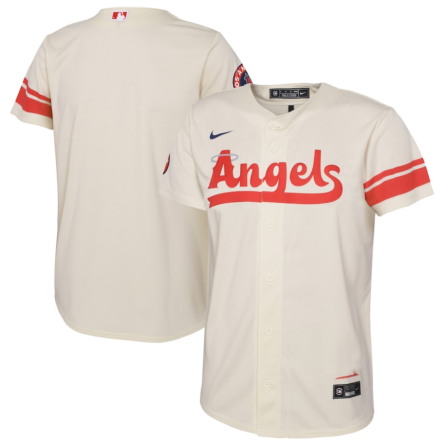 Los Angeles Angels Nike Cream 2022 City Connect Replica Team Jersey - Youth Boys Los Angeles Angels Nike Cream 2022 City Connect Replica Team Jersey - Youth Boys
