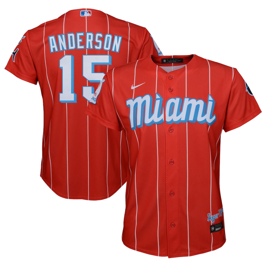 Miami Marlins Brian Anderson Nike Red City Connect Replica Player Jersey - Youth Boys