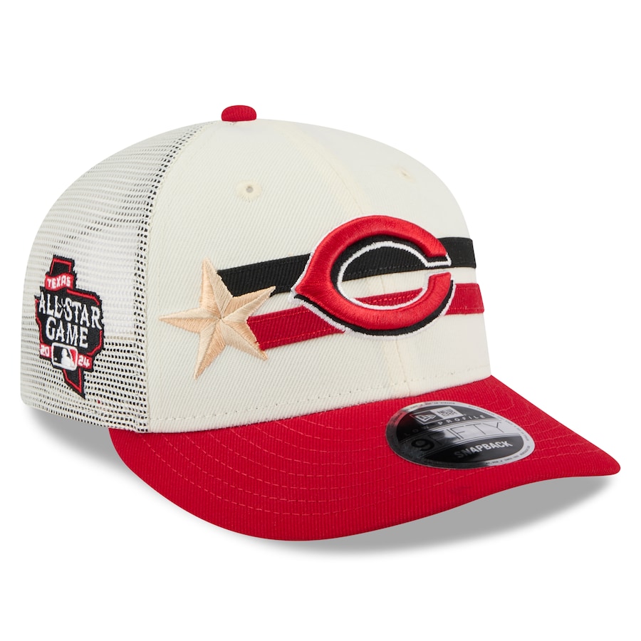 Cincinnati Reds New Era 2024 MLB All-Star Game Workout Meshback Low Profile 9FIFTY Snapback Hat - Cream/Red