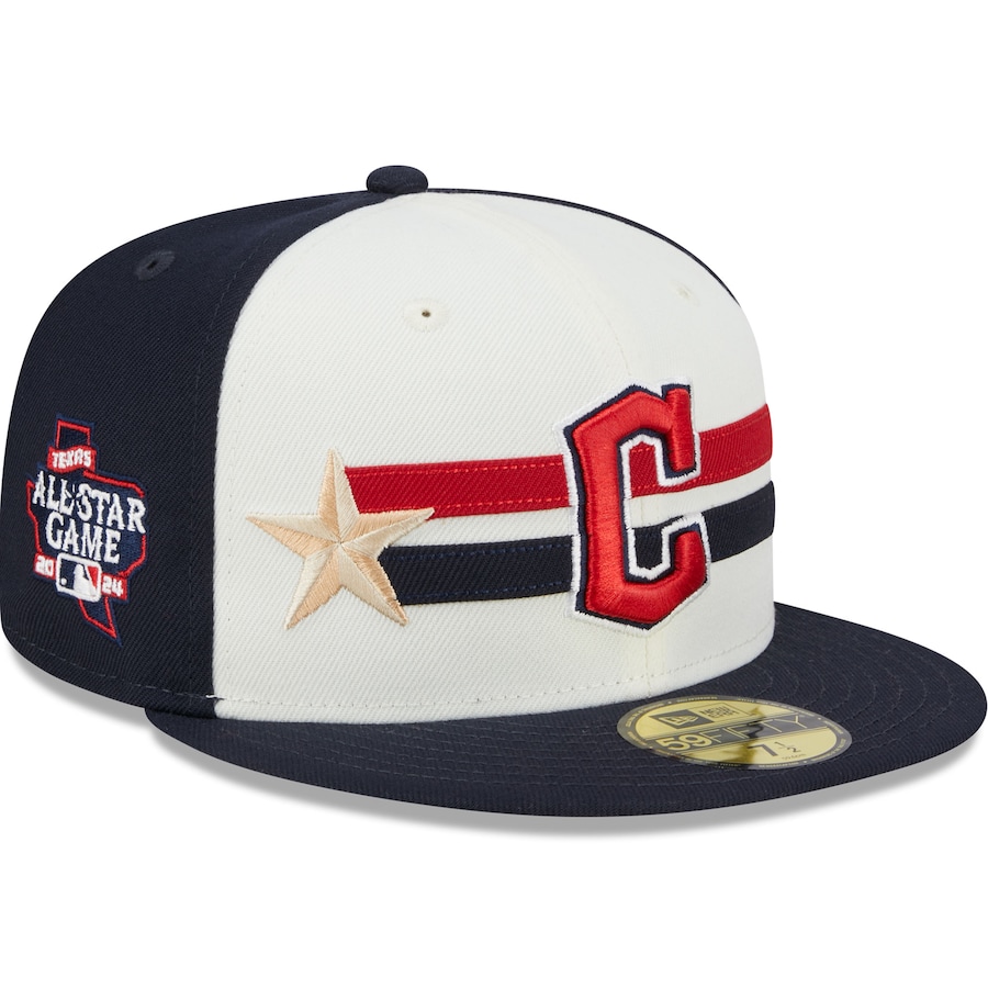Cleveland Guardians New Era 2024 MLB All-Star Game Workout 59FIFTY Fitted Hat - Cream/Navy