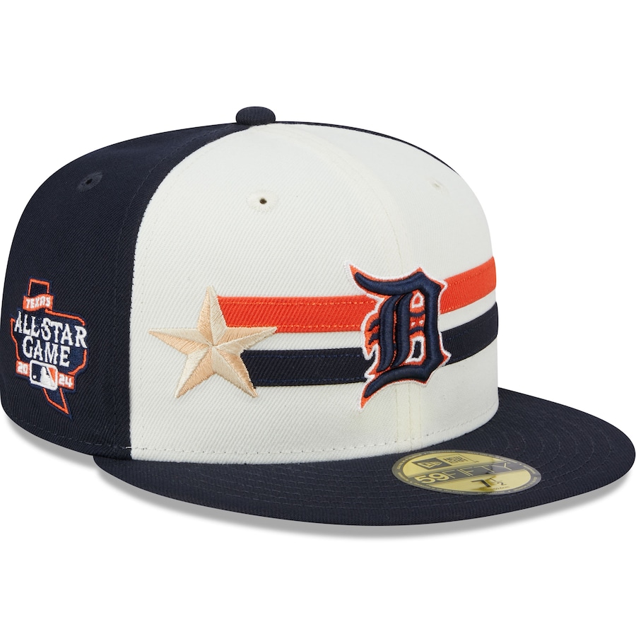 Detroit Tigers New Era 2024 MLB All-Star Game Workout 59FIFTY Fitted Hat - Cream/Navy