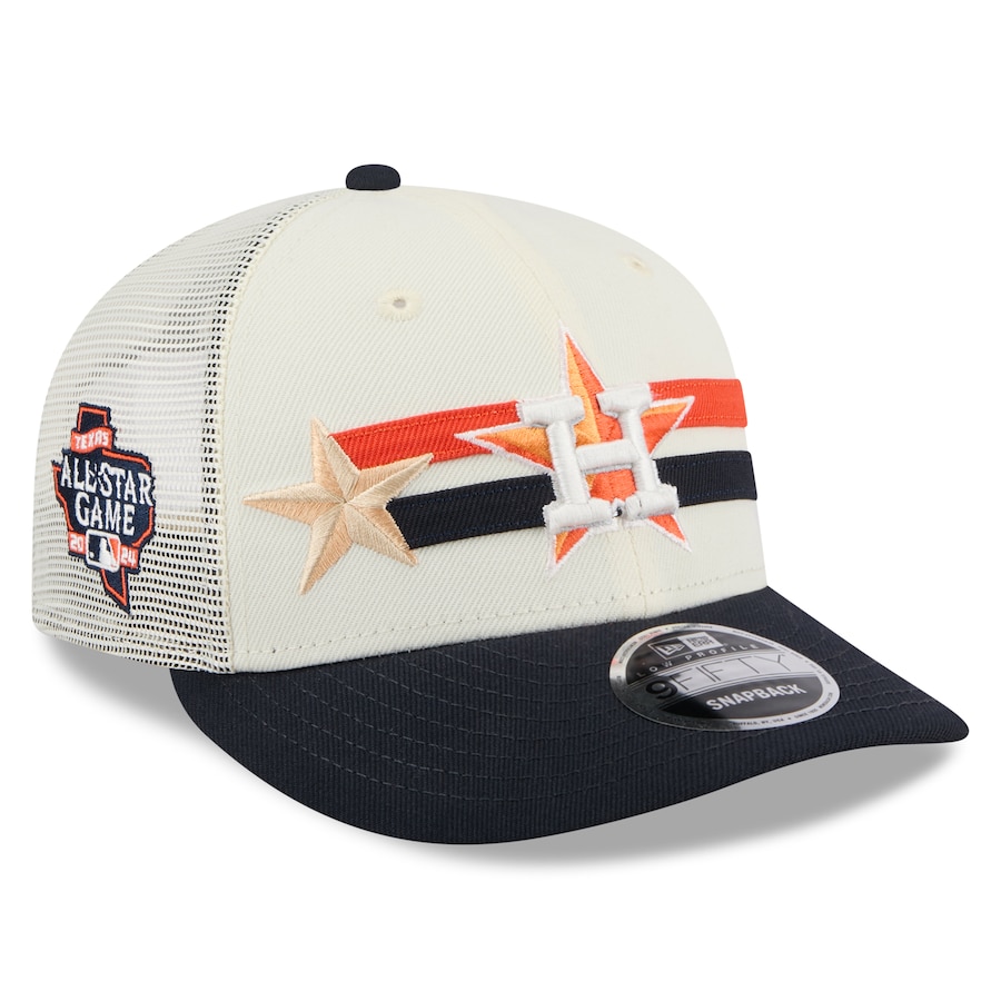 Houston Astros New Era 2024 MLB All-Star Game Workout Meshback Low Profile 9FIFTY Snapback Hat - Cream/Navy