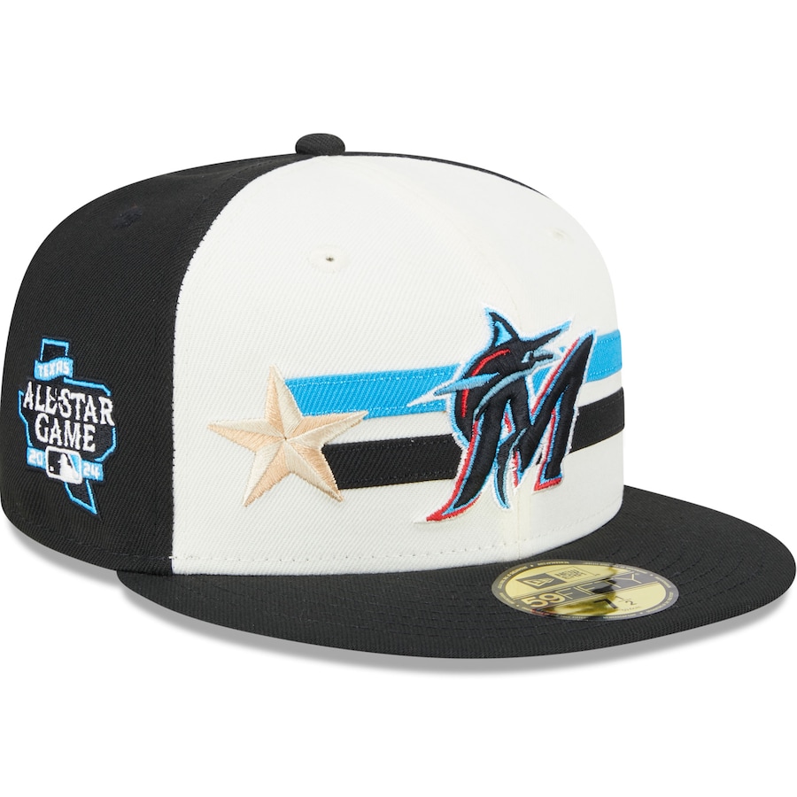 Miami Marlins New Era 2024 MLB All-Star Game Workout 59FIFTY Fitted Hat - Cream/Black