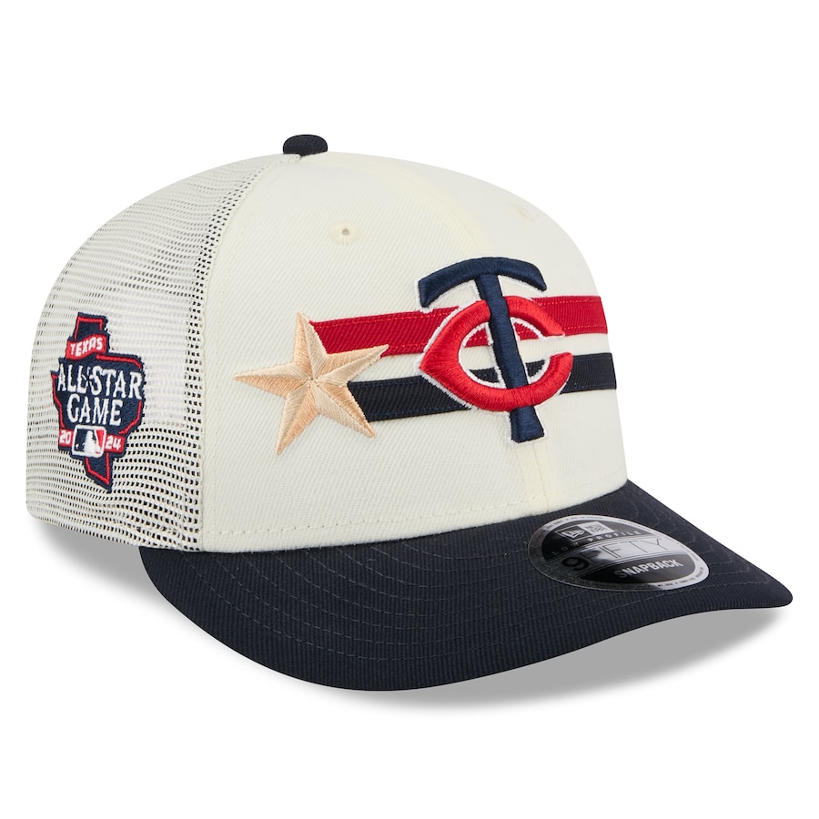 Minnesota Twins New Era 2024 MLB All-Star Game Workout Meshback Low Profile 9FIFTY Snapback Hat - Cream/Navy