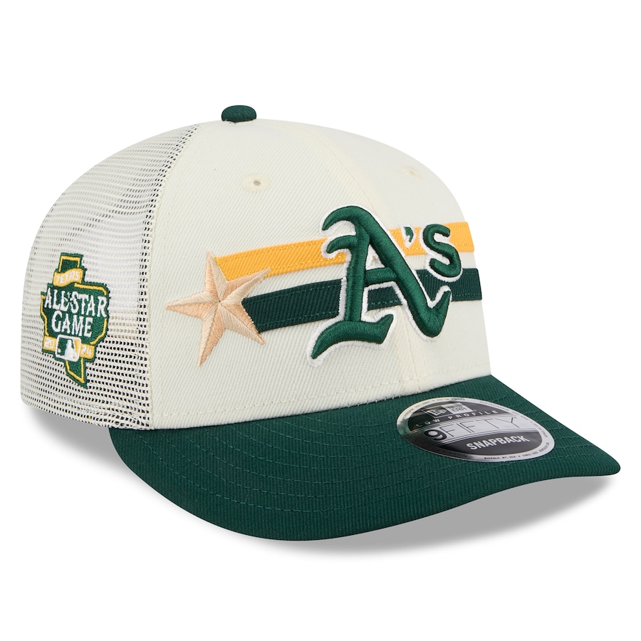 Oakland Athletics New Era 2024 MLB All-Star Game Workout Meshback Low Profile 9FIFTY Snapback Hat - Cream/Green Oakland Athletics New Era 2024 MLB All-Star Game Workout Meshback Low Profile 9FIFTY Snapback Hat - Cream/Green