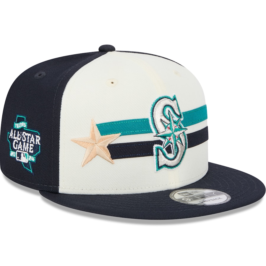 Seattle Mariners New Era 2024 MLB All-Star Game Workout 9FIFTY Snapback Hat - Cream/Navy