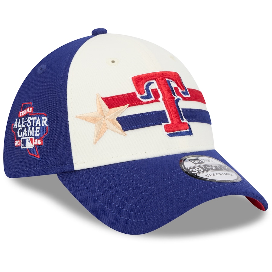 Texas Rangers New Era 2024 MLB All-Star Game Workout 39THIRTY Flex Hat - Cream/Royal