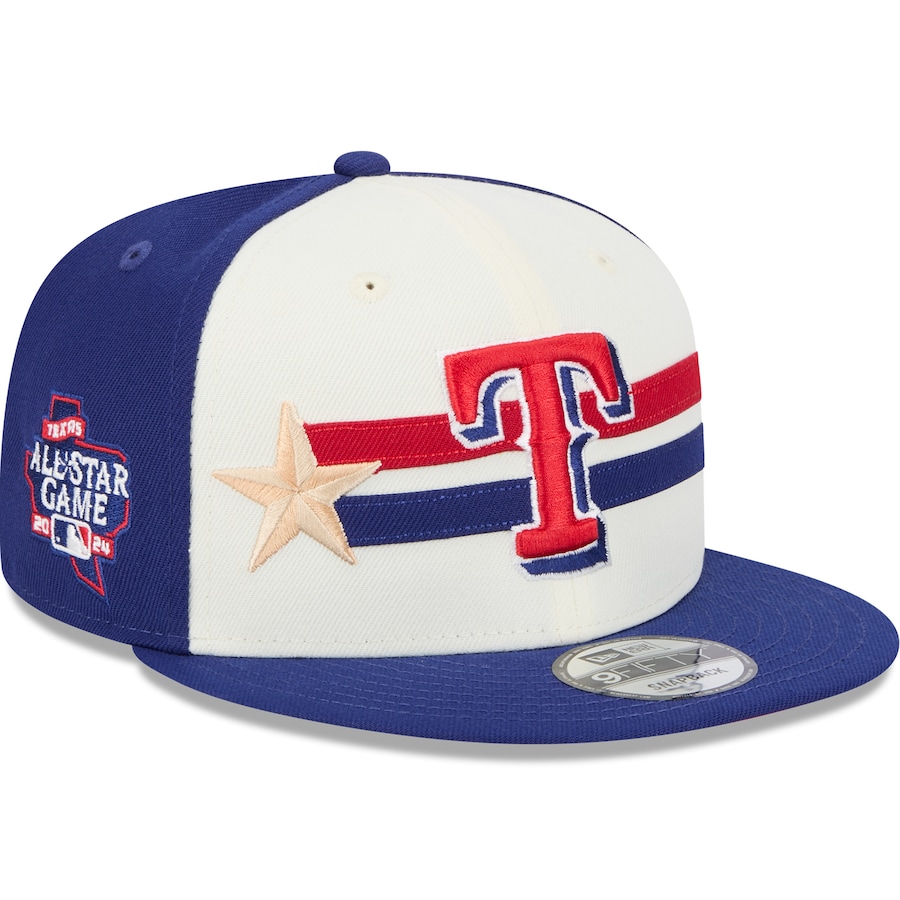 Texas Rangers New Era 2024 MLB All-Star Game Workout 9FIFTY Snapback Hat - Cream/Royal