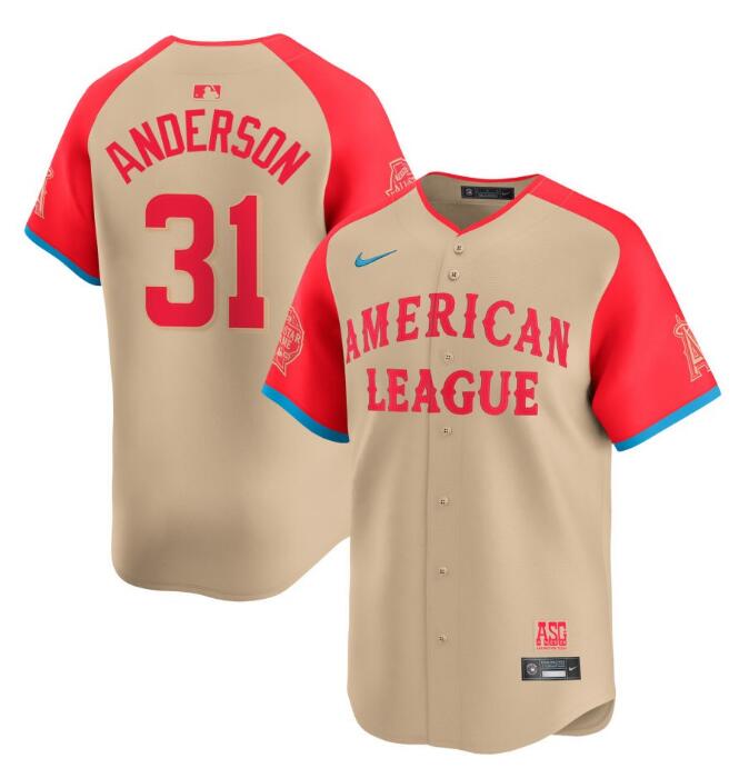 American League Nike 2024 MLB All-Star Game Limited Anderson,Tyler - 31 Jersey - Cream