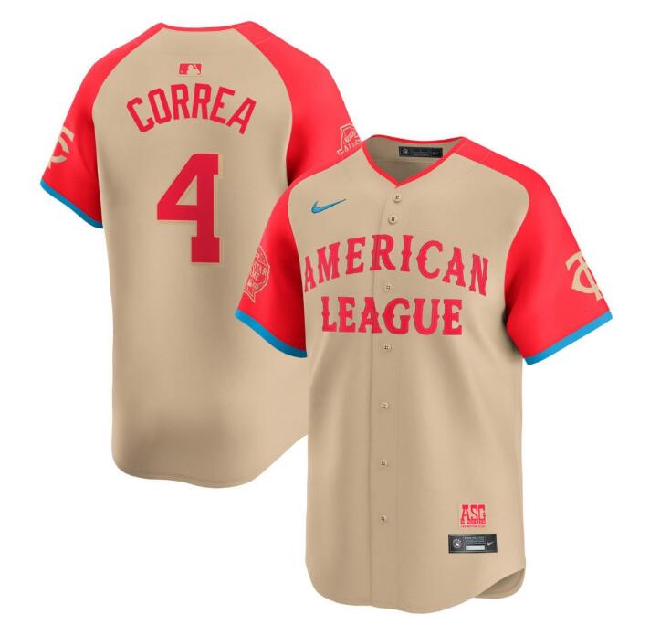 American League Nike 2024 MLB All-Star Game Limited Correa,Carlos - 4 Jersey - Cream