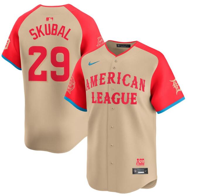 American League Nike 2024 MLB All-Star Game Limited Skubal,Tarik - 29 Jersey - Cream