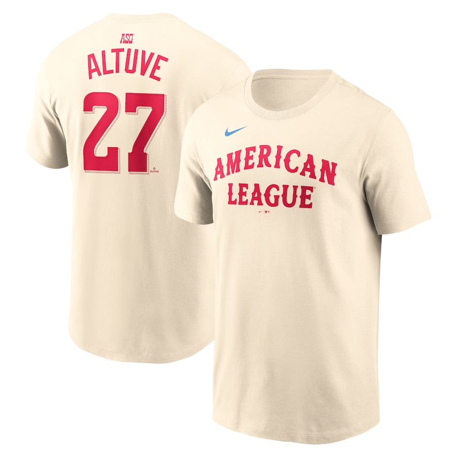 Jose Altuve American League Nike 2024 MLB All-Star Game Name & Number T-Shirt - Cream