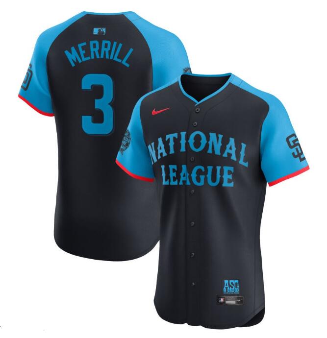 National League Nike 2024 MLB All Star Game Merrill,Jackson 3 Jersey Navy