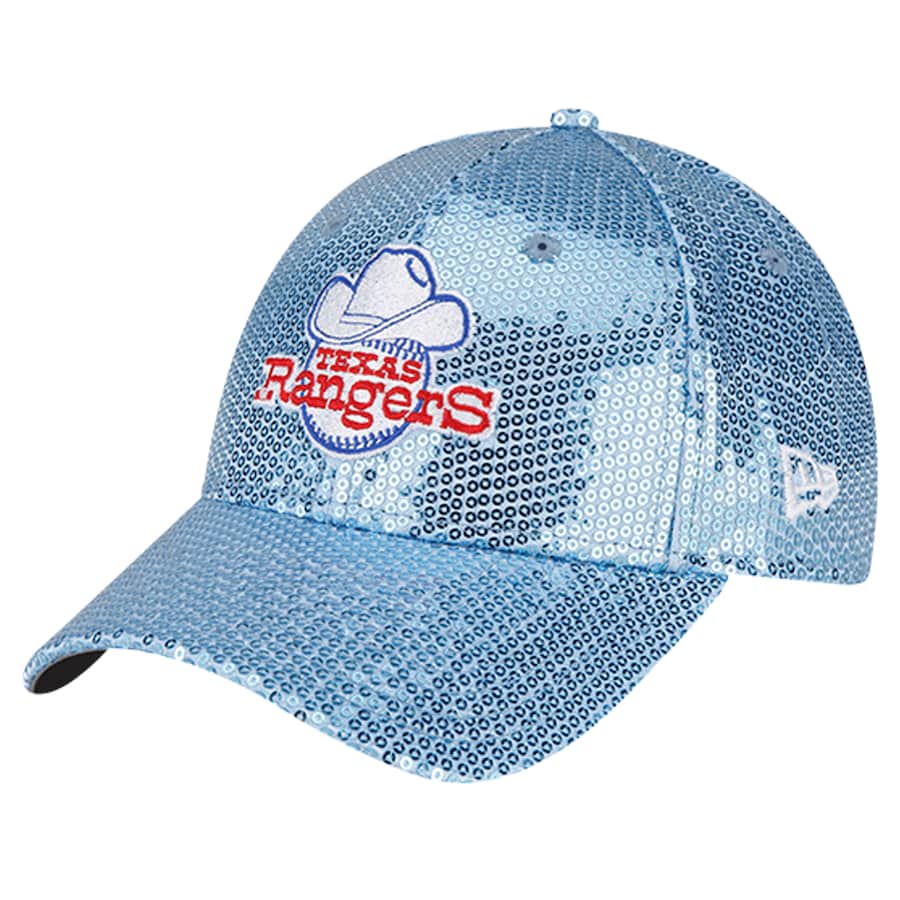 Texas Rangers New Era Women's 2024 MLB All-Star Game Allover Sequin 9FORTY Adjustable Hat - Light Blue