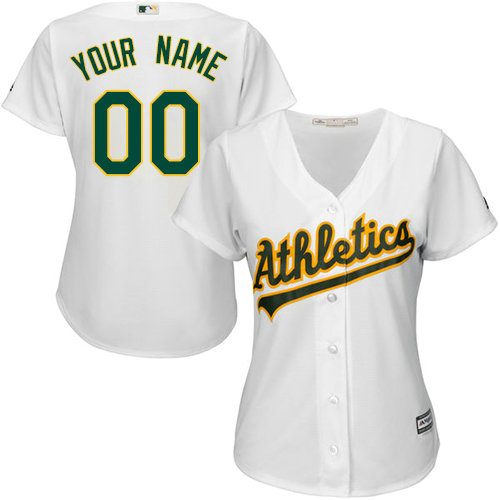 Women's Custom Oakland Athletics Authentic White Home Cool Base Jersey Women's Custom Oakland Athletics Authentic White Home Cool Base Jersey