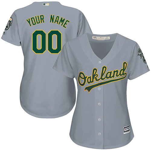 Women's Custom Oakland Athletics Authentic Grey Road Cool Base Jersey