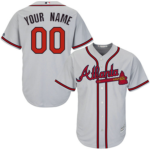 Custom Atlanta Braves Replica Grey Road Cool Base Jersey Custom Atlanta Braves Replica Grey Road Cool Base Jersey