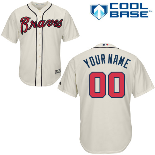 Youth Custom Atlanta Braves Replica Cream Alternate 2 Cool Base Jersey Youth Custom Atlanta Braves Replica Cream Alternate 2 Cool Base Jersey