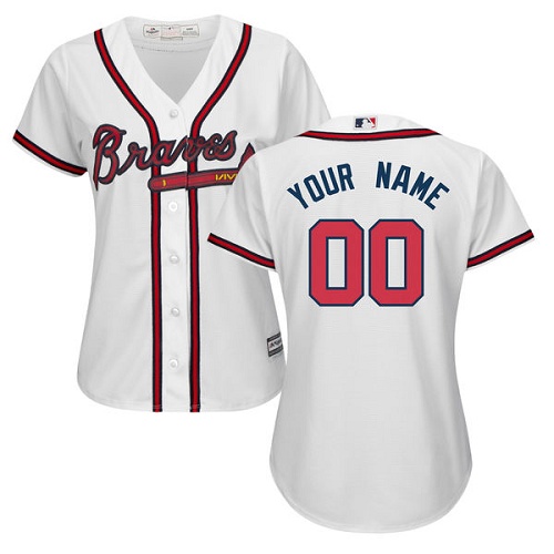 Women's Custom Atlanta Braves Replica White Home Cool Base Jersey Women's Custom Atlanta Braves Replica White Home Cool Base Jersey